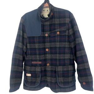 Marshall Artist plaid and leather coat size small